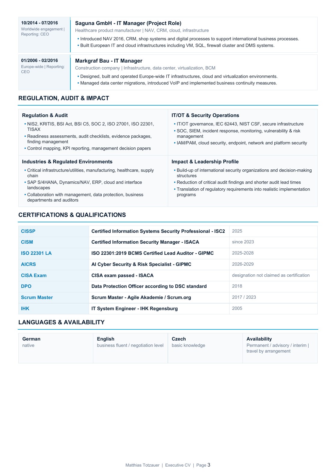 Executive CV by Matthias Totzauer, page 3